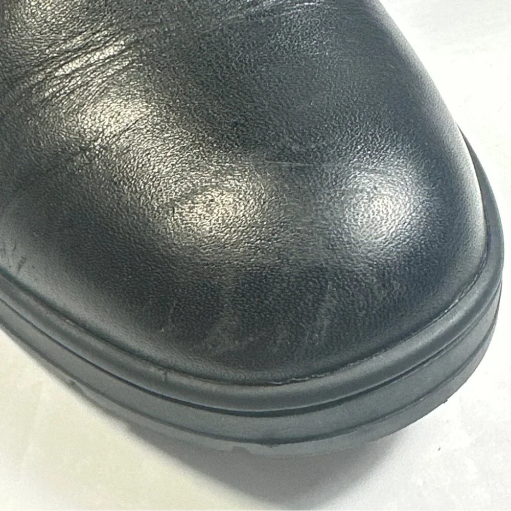 MICHAEL KORS ESSEX ICONIC BLACK GOLD LOGO MOTO BIKER BOOTS Size 7M - Picture 7 of 12